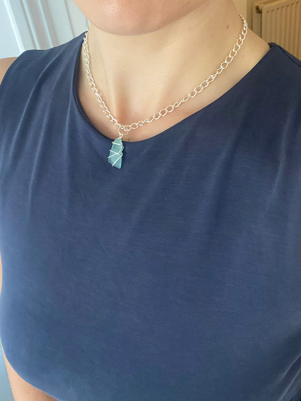 Chunky Sea Glass Necklace – Silver-Plated