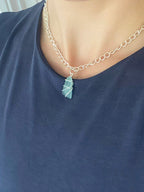 Chunky Sea Glass Necklace – Silver-Plated Chain