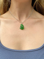 Chunky Sea Glass Necklace – Silver-Plated Chain