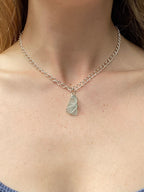 Chunky Sea Glass Necklace – Silver-Plated Chain