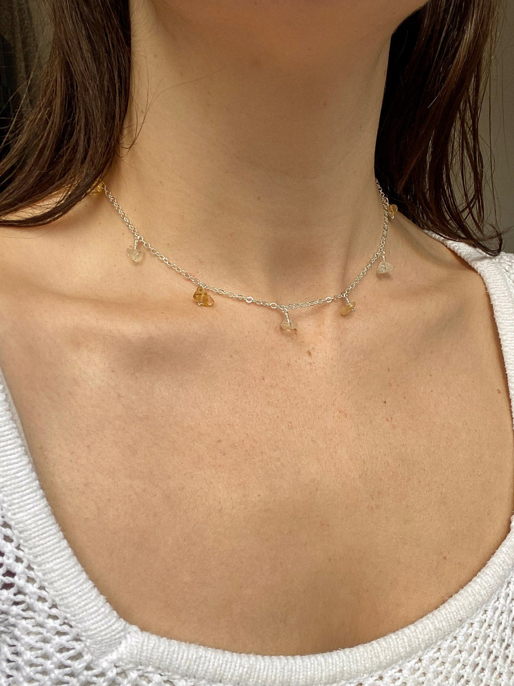 Delicate Gemstone Chain Necklace