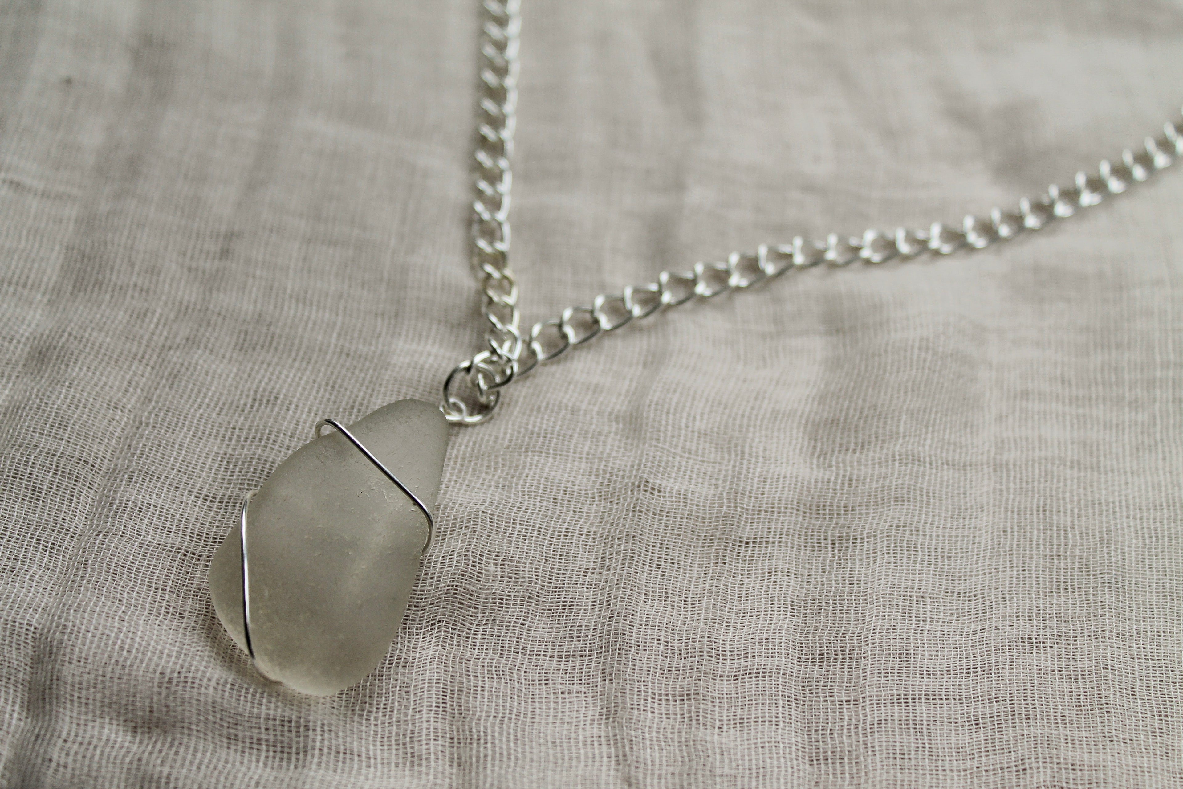 Chunky Sea Glass Necklace – Silver-Plated