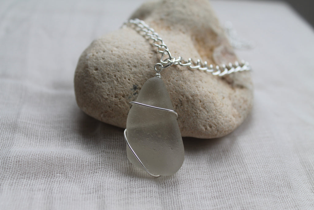 Chunky Sea Glass Necklace – Silver-Plated