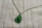 Chunky Sea Glass Necklace – Silver-Plated Chain