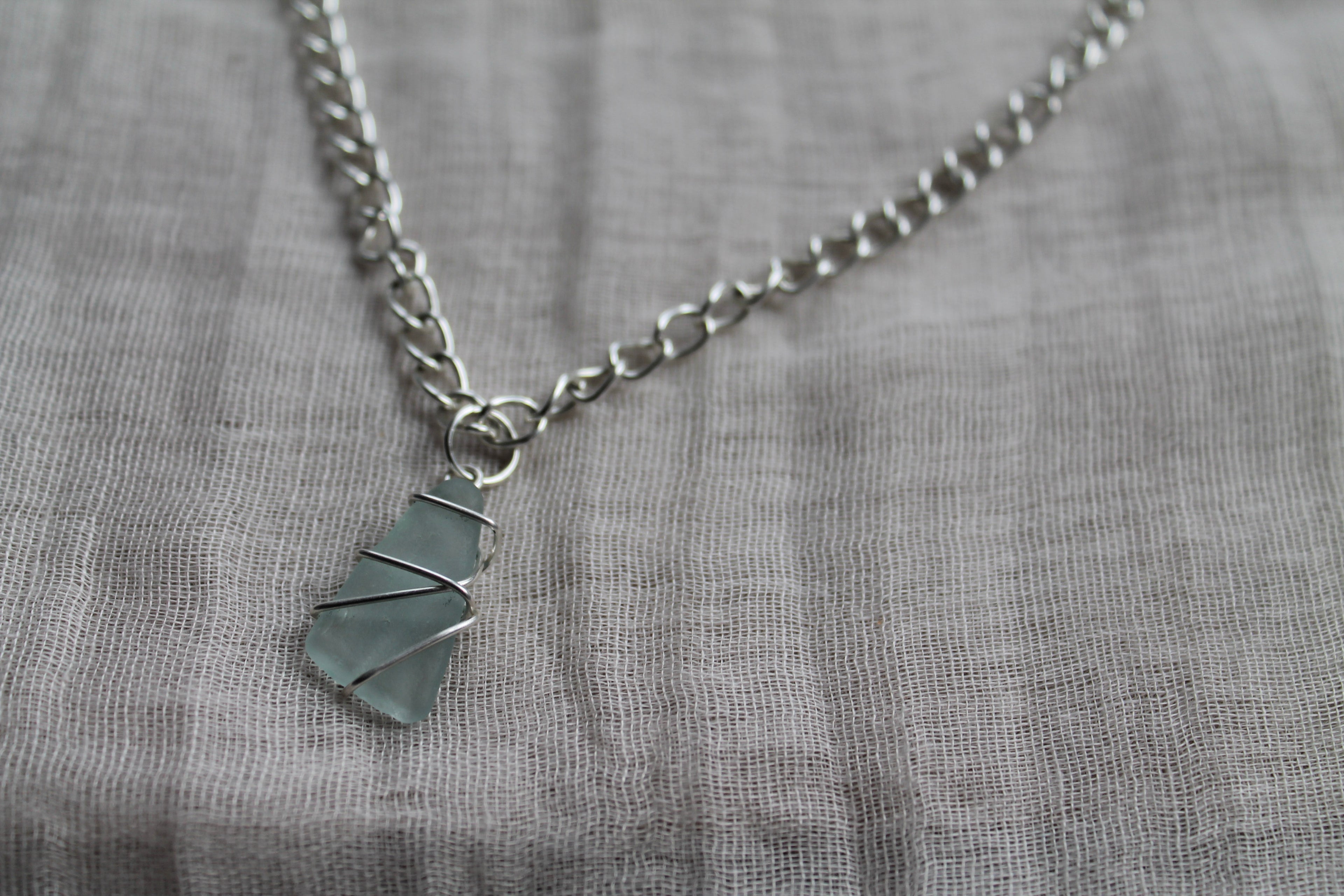 Chunky Sea Glass Necklace – Silver-Plated