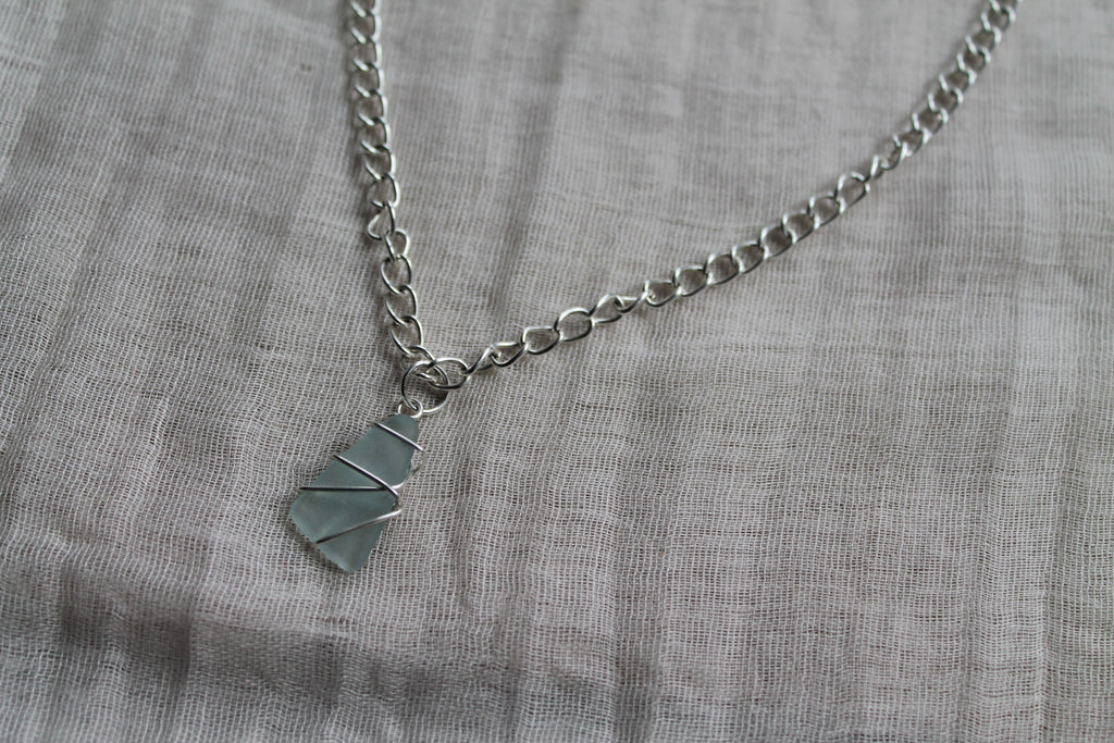 Chunky Sea Glass Necklace – Silver-Plated