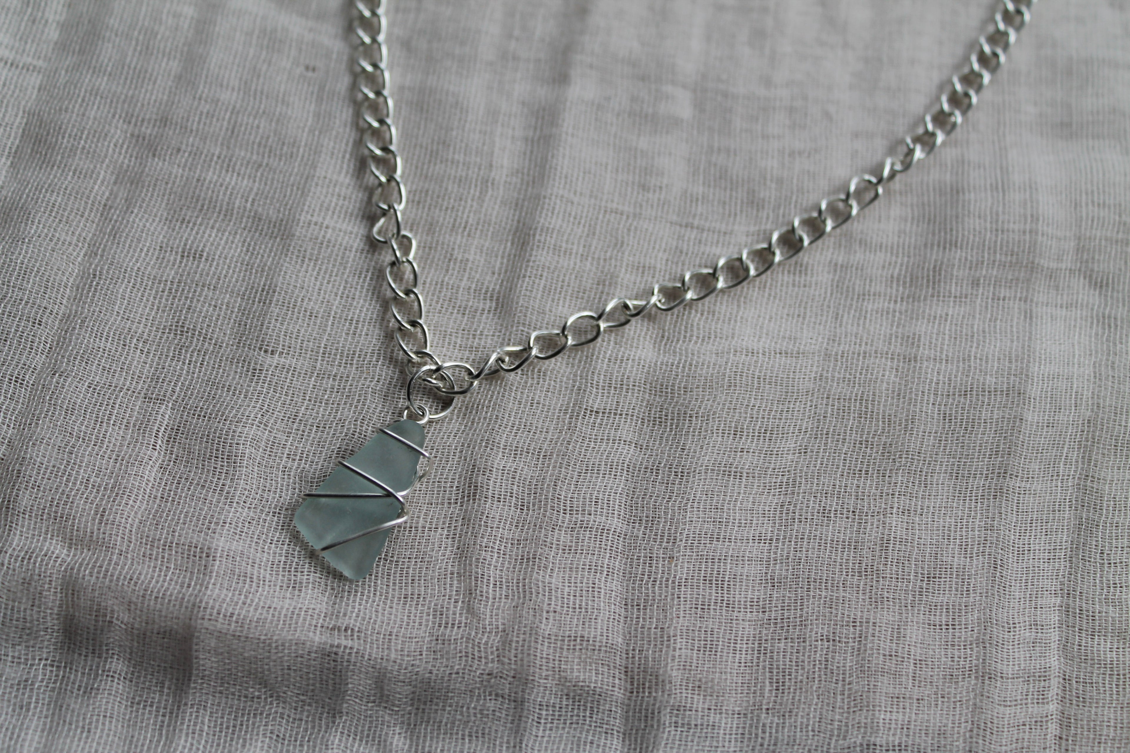 Chunky Sea Glass Necklace – Silver-Plated