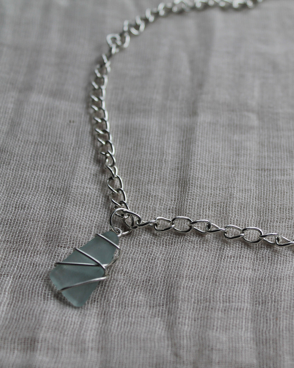 Chunky Sea Glass Necklace – Silver-Plated