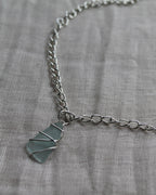 Chunky Sea Glass Necklace – Silver-Plated Chain