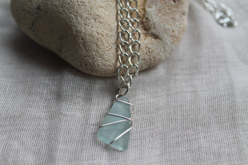 Chunky Sea Glass Necklace – Silver-Plated