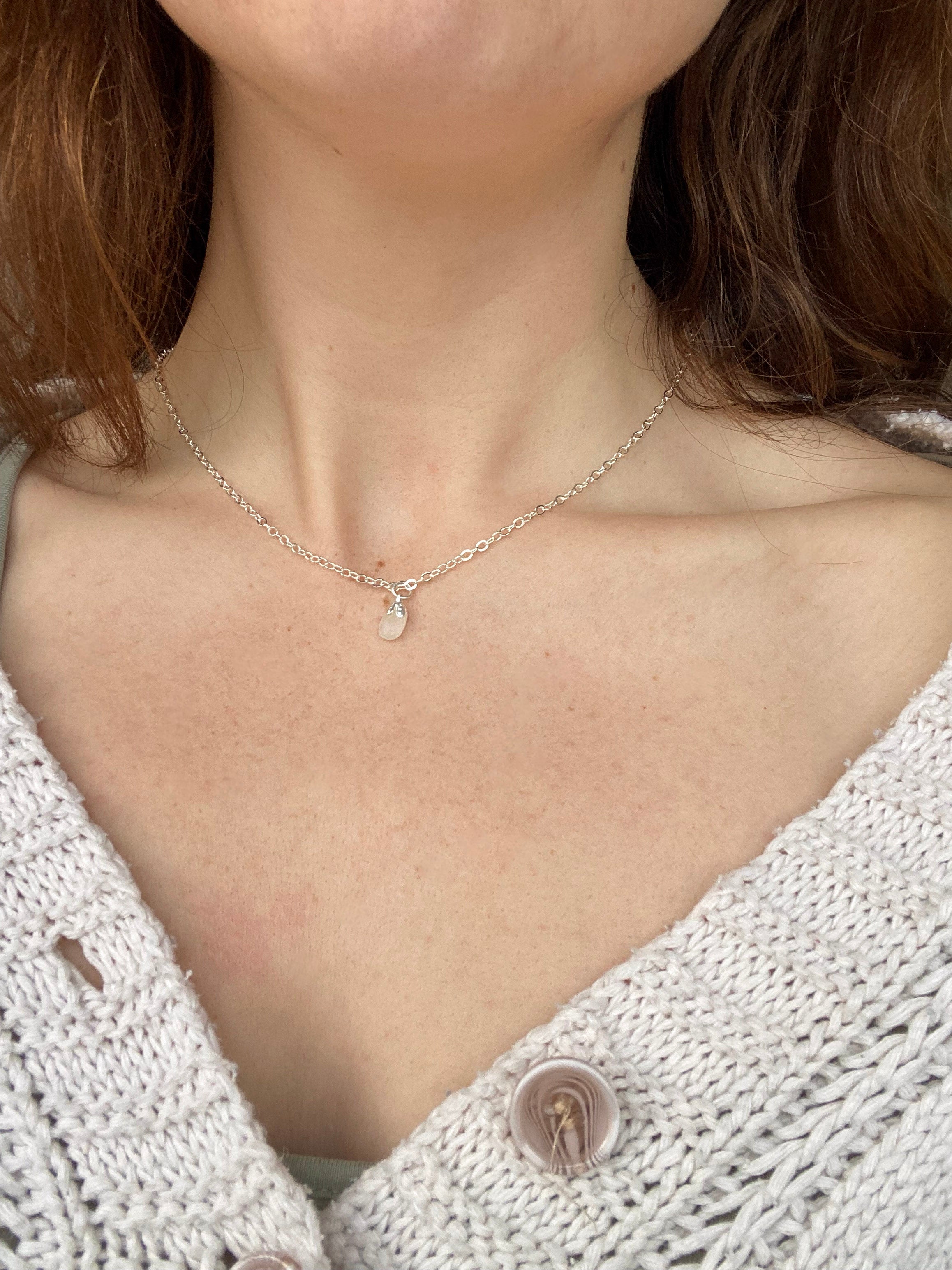 Handmade Sea Glass Pendant Necklace – Delicate Silver-Plated Chain