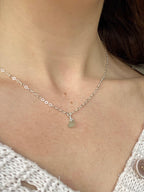 Aqua Sea Glass Pendant Necklace – Silver-Plated Chain