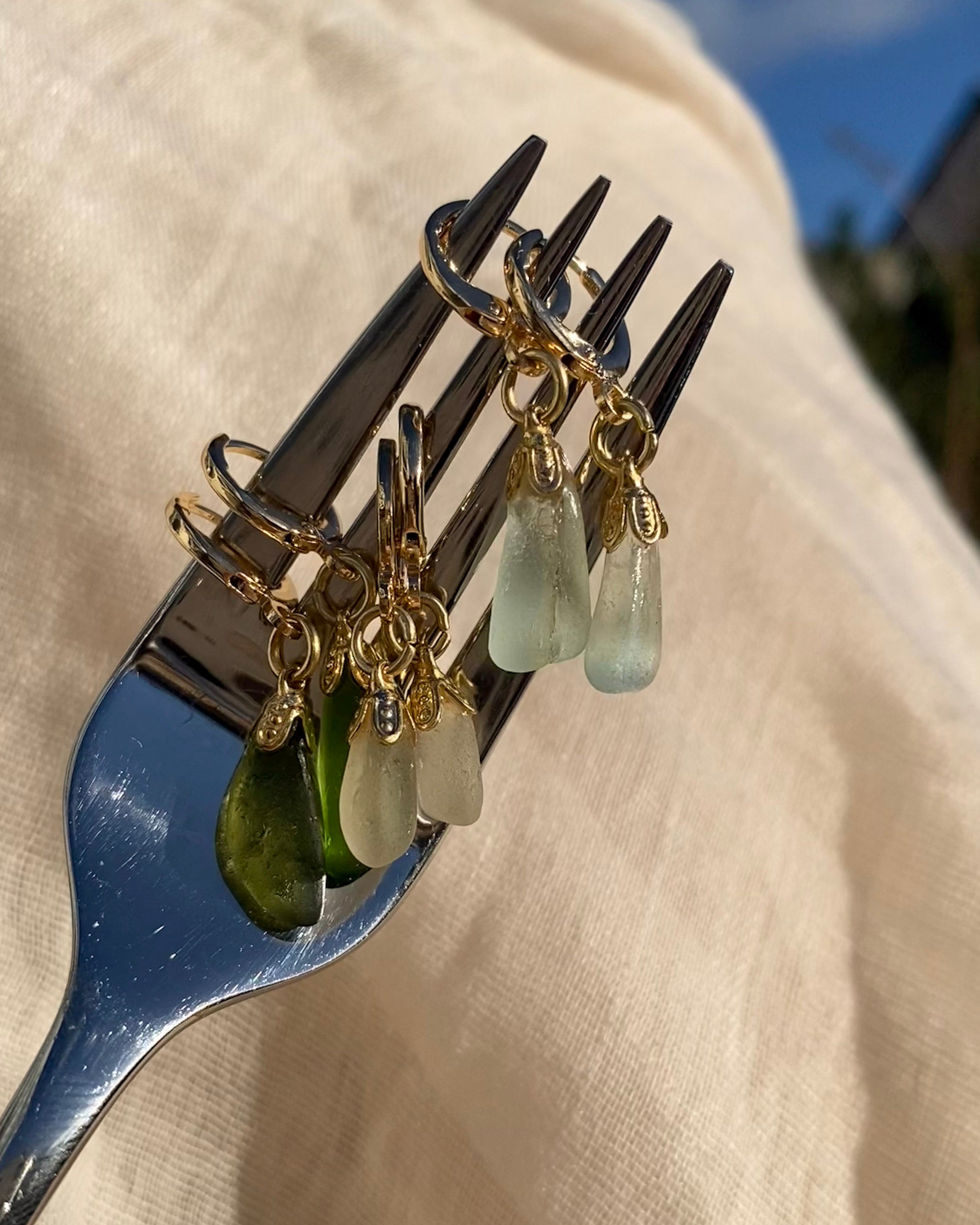 Sea Glass Huggies - Delicate Hoop Earrings