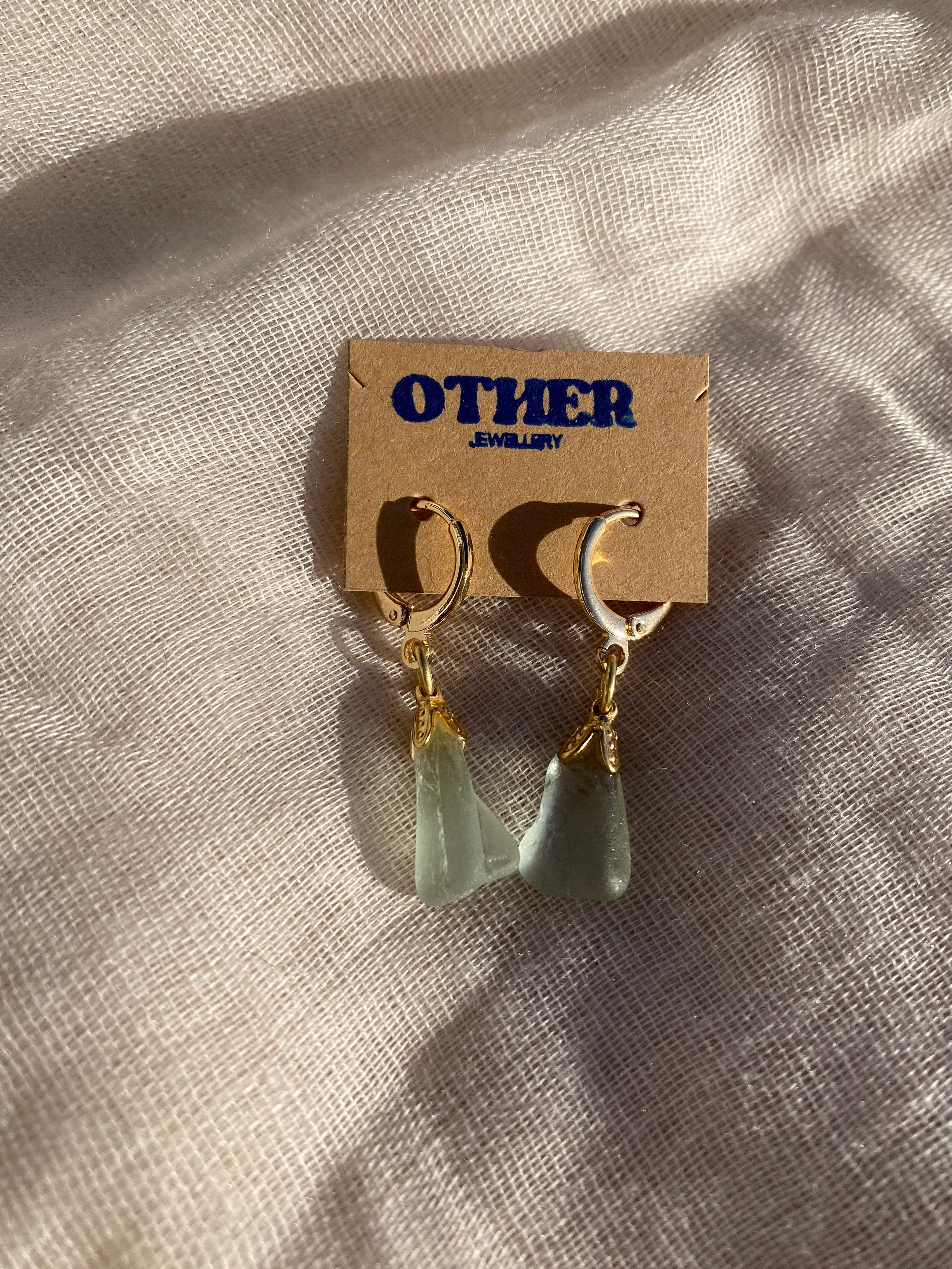 Sea Glass Huggies - Delicate Hoop Earrings