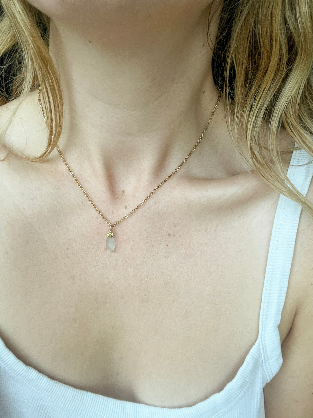 Handmade Sea Glass Pendant Necklace – Delicate  Gold-Plated Chain