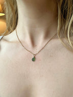 Green Sea Glass Pendant Necklace – Gold-Plated Chain