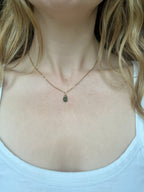 Green Sea Glass Pendant Necklace – Gold-Plated Chain