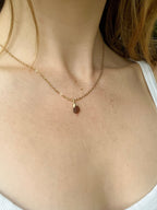 Brown Sea Glass Pendant Necklace – Gold-Plated Chain