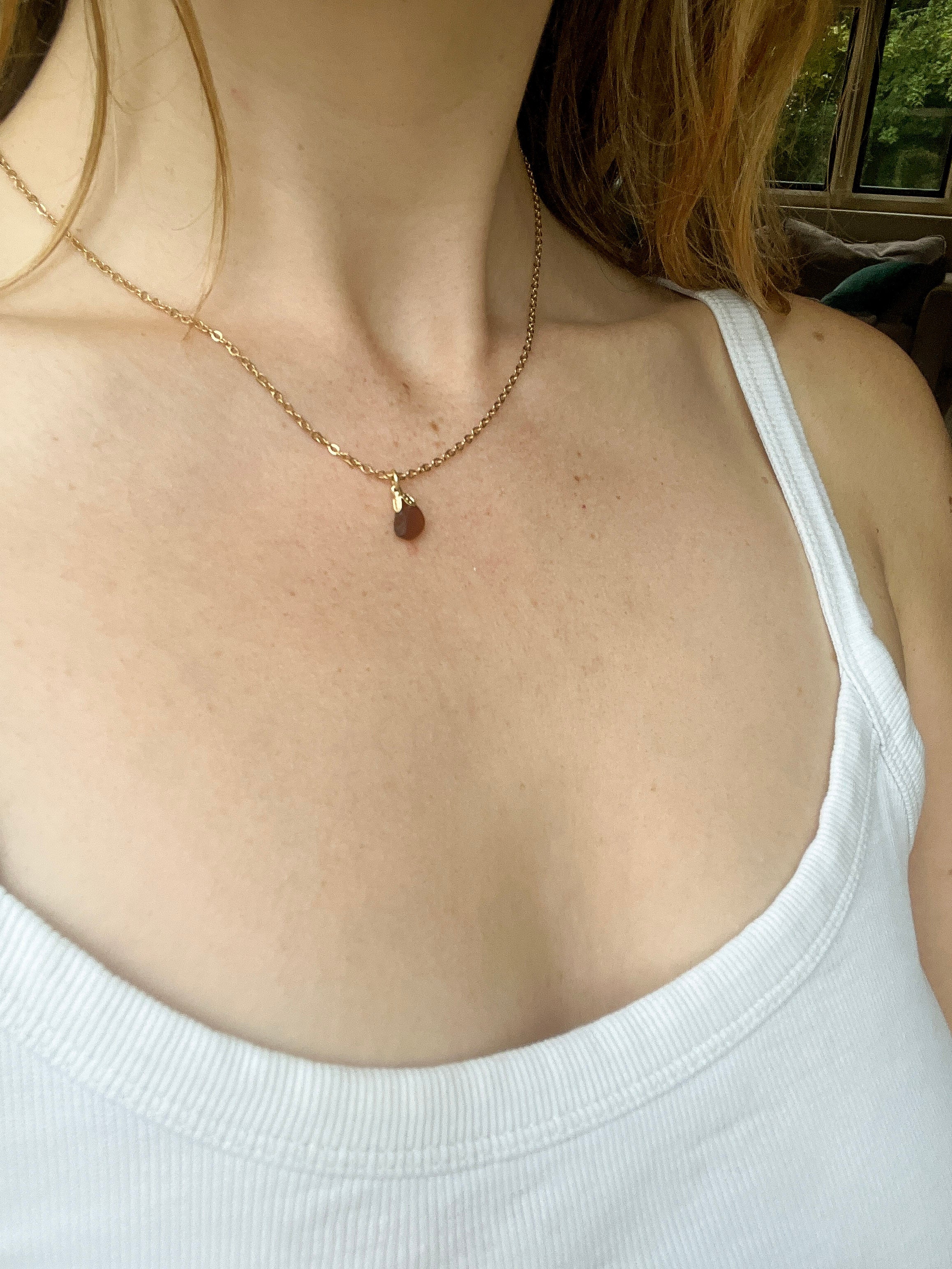 Handmade Sea Glass Pendant Necklace – Delicate  Gold-Plated Chain