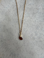 Brown Sea Glass Pendant Necklace – Gold-Plated Chain