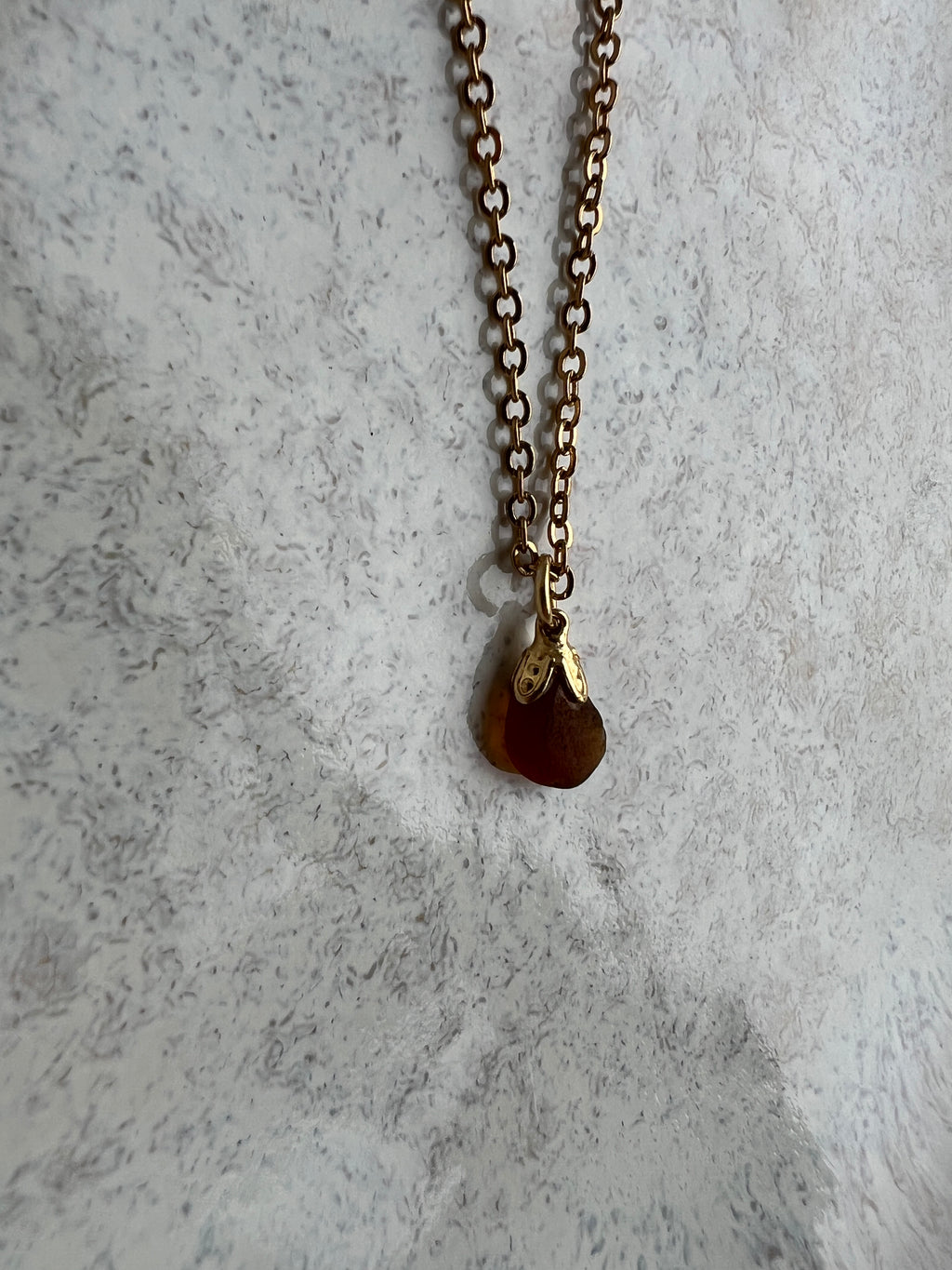 Handmade Sea Glass Pendant Necklace – Delicate  Gold-Plated Chain