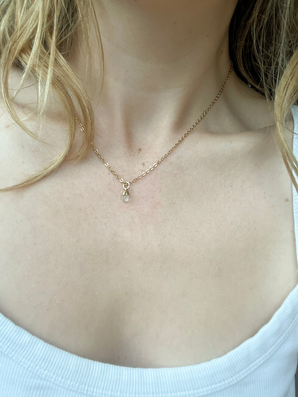 Handmade Sea Glass Pendant Necklace – Delicate  Gold-Plated Chain