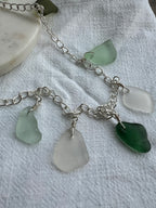 Customisable Sea Glass Charm Necklace, Chunky Silver-Plated Chain
