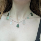 Customisable Sea Glass Charm Necklace, Chunky Silver-Plated Chain