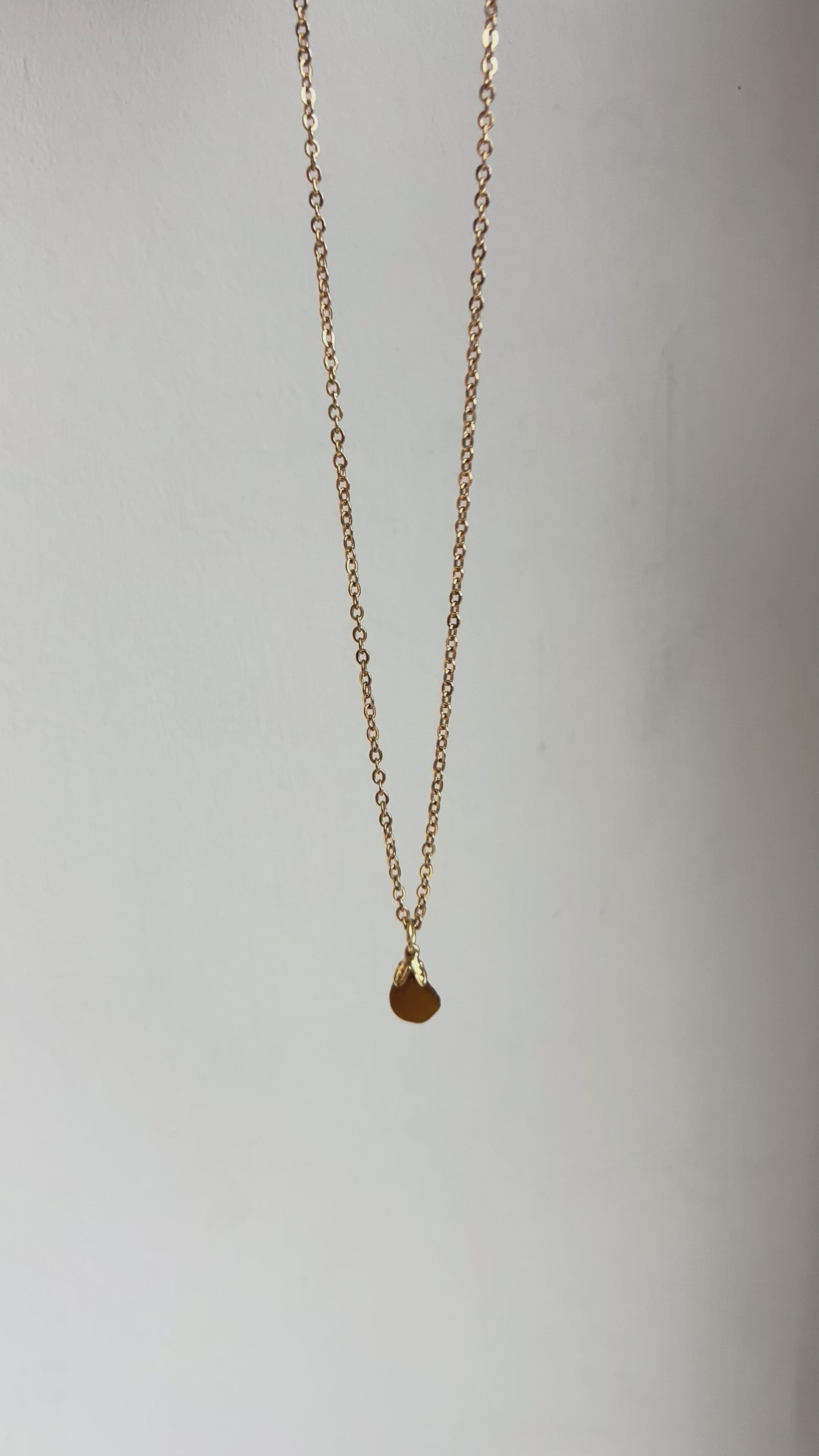 Handmade Sea Glass Pendant Necklace – Delicate  Gold-Plated Chain