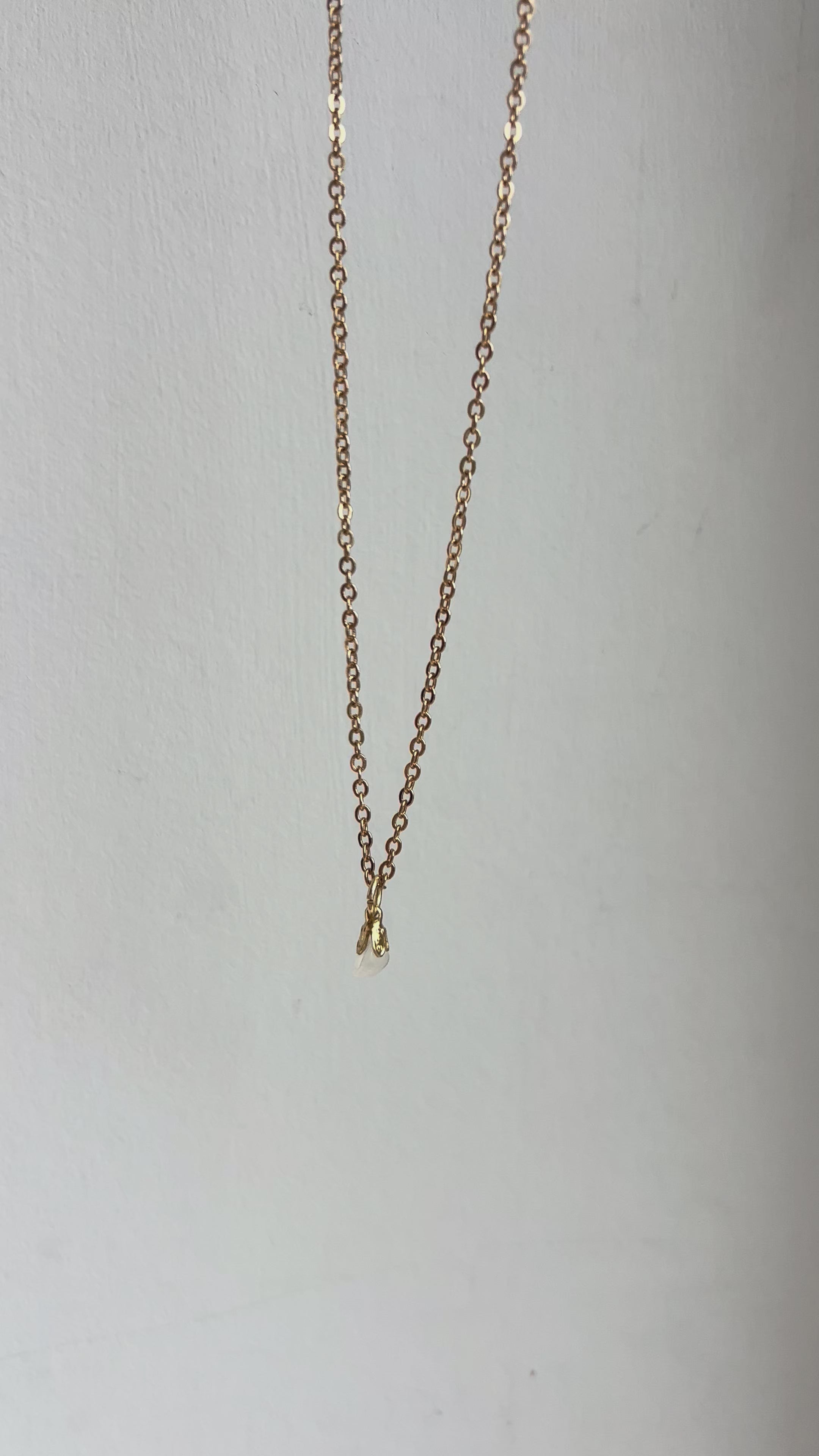 White Sea Glass Pendant Necklace – Gold-Plated Chain