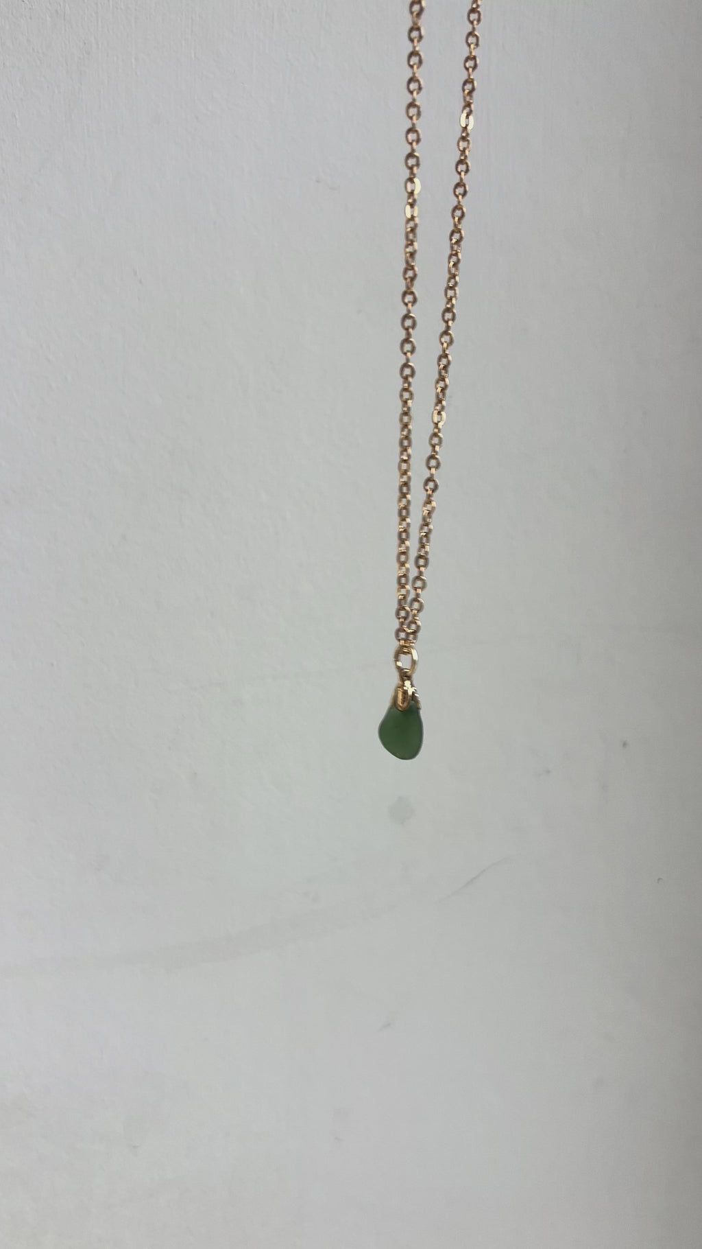 Handmade Sea Glass Pendant Necklace – Delicate  Gold-Plated Chain