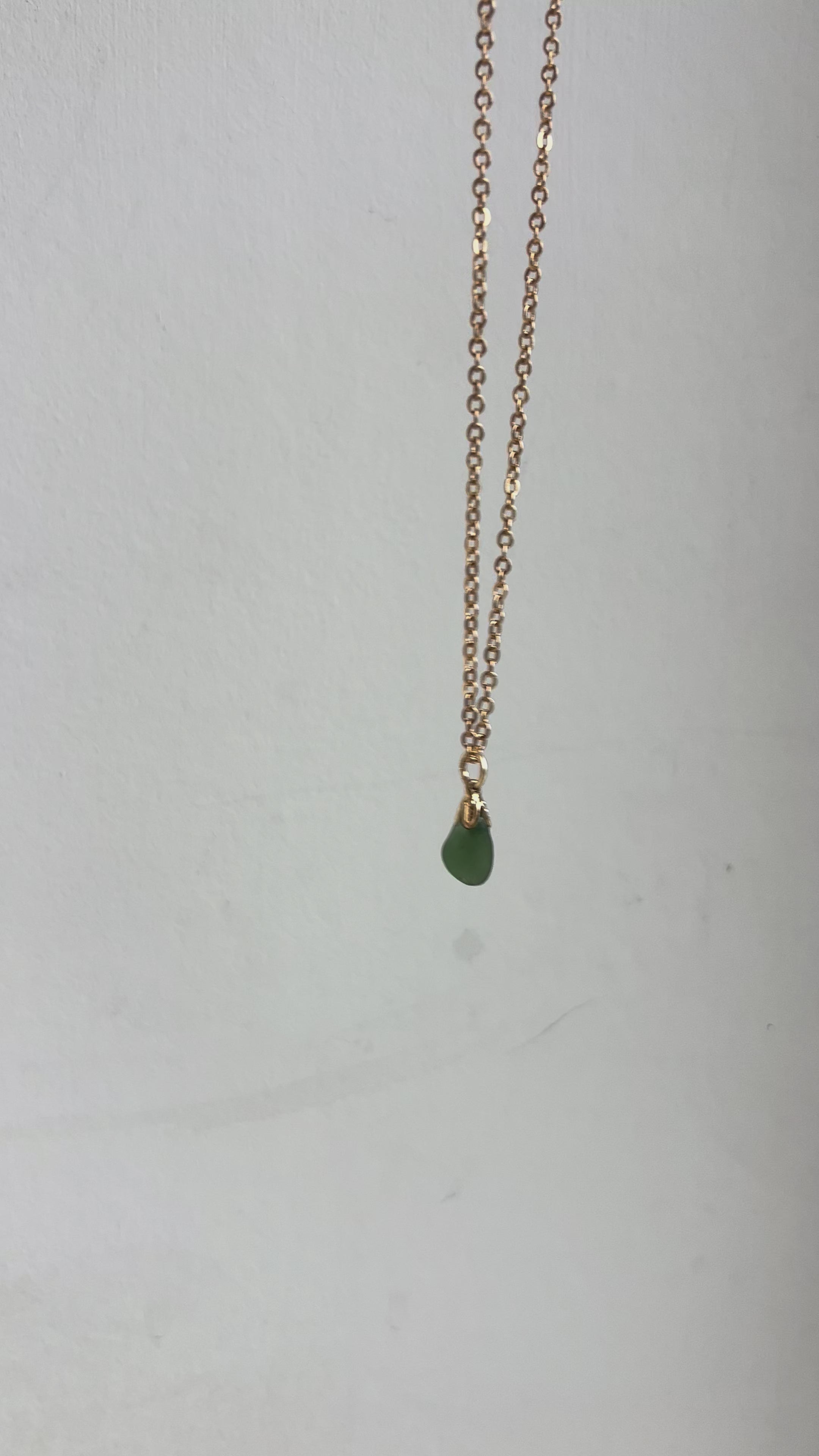 Handmade Sea Glass Pendant Necklace – Delicate  Gold-Plated Chain