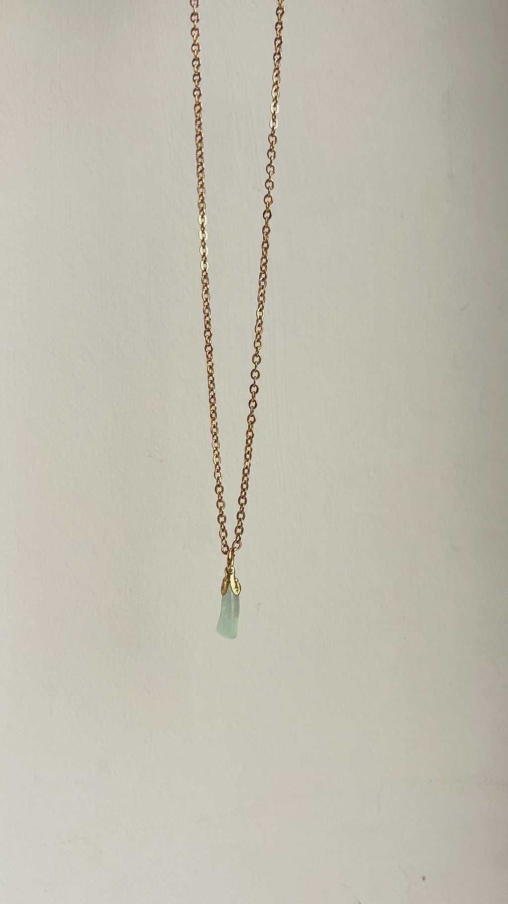 Handmade Sea Glass Pendant Necklace – Delicate  Gold-Plated Chain