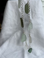 Customisable Sea Glass Charm Necklace, Chunky Silver-Plated Chain