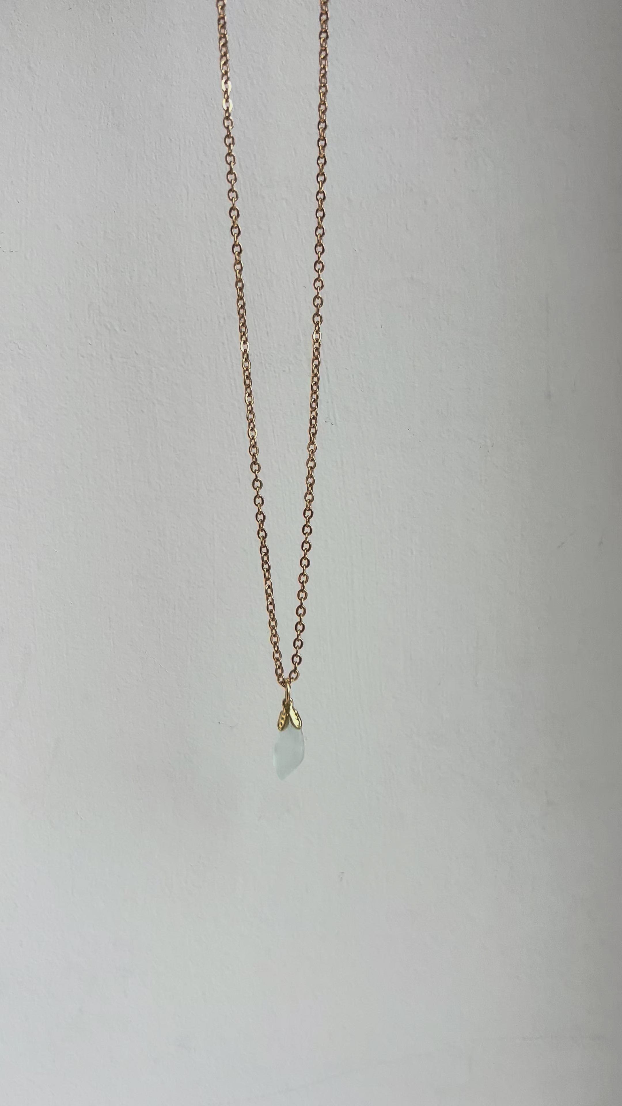 Handmade Sea Glass Pendant Necklace – Delicate  Gold-Plated Chain